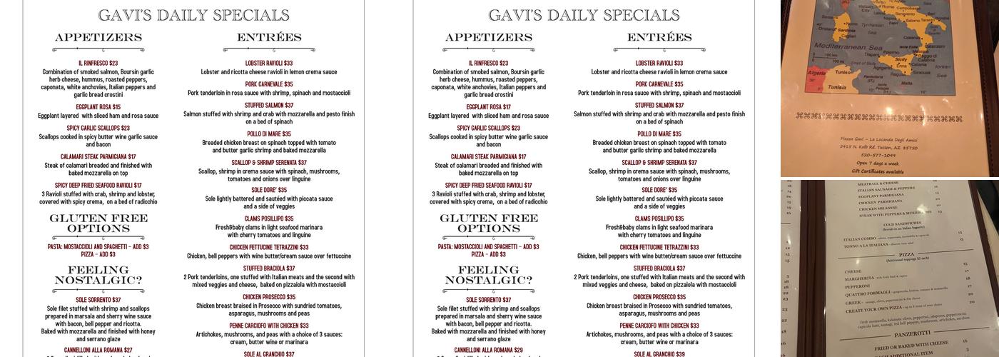 Piazza Gavi Menu