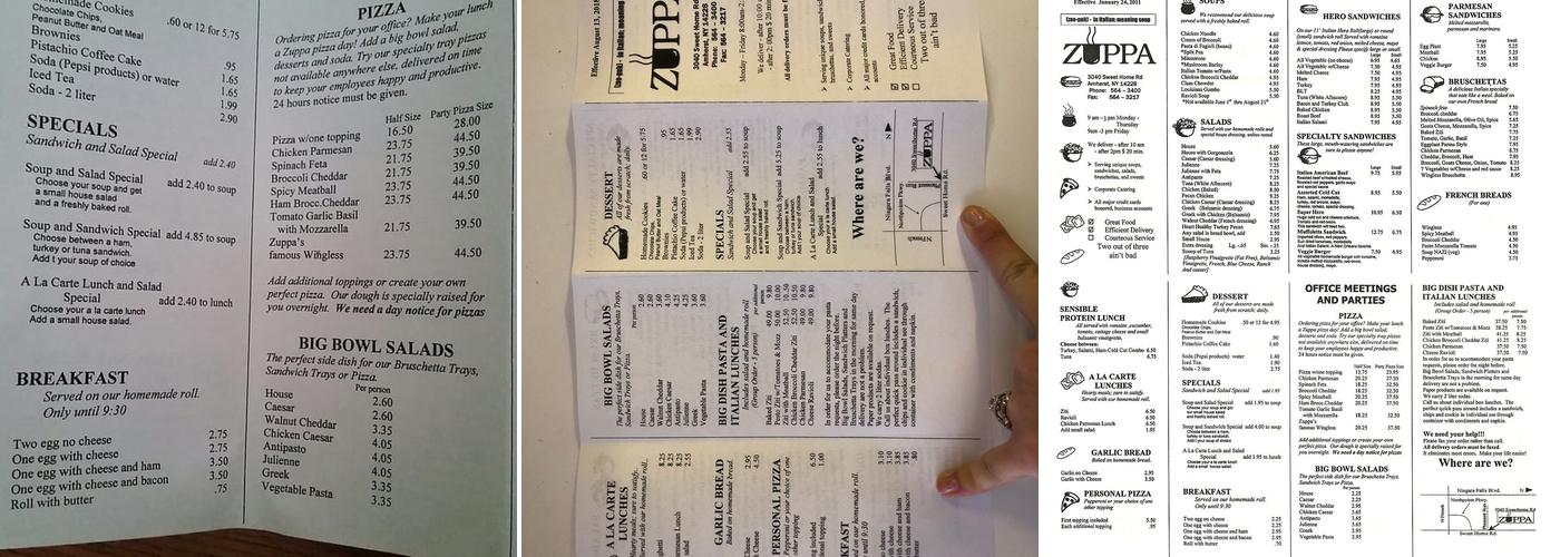 Zuppa Menu