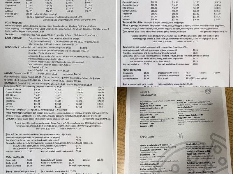 Pine Grove Pizza aka D’Bad Pizza Menu