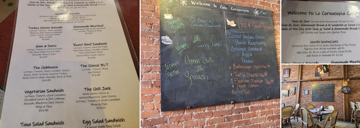 Le Cornucopia Café Menu