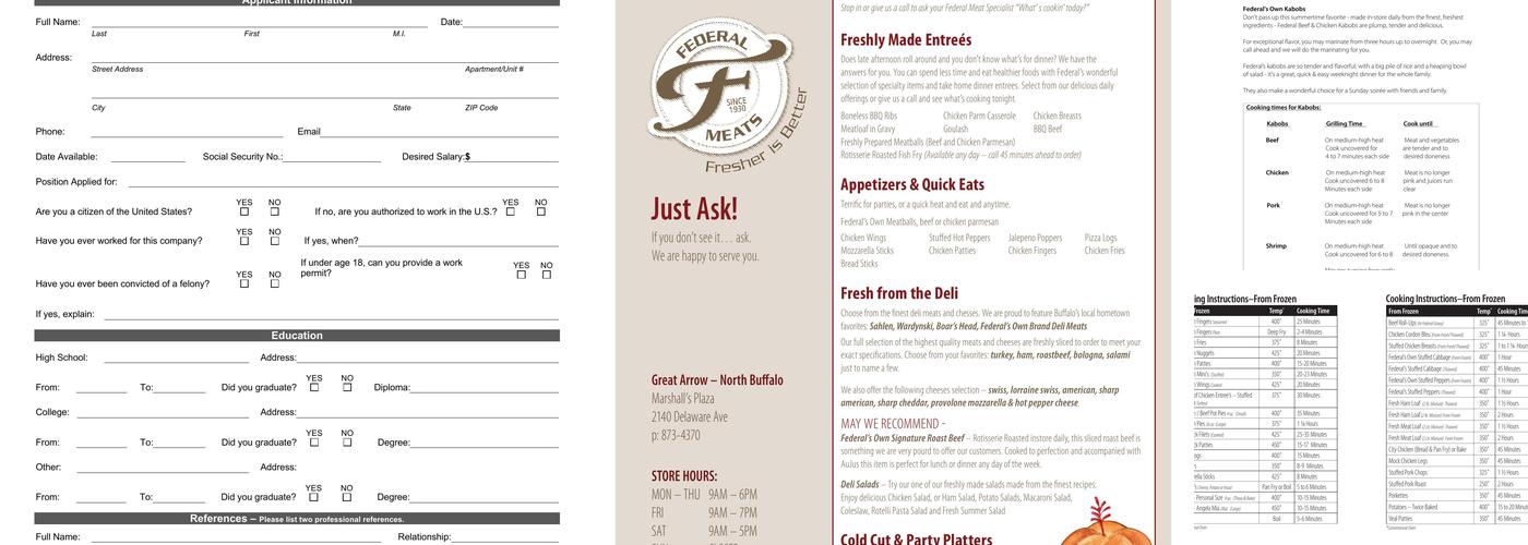 Federal Meats - Snyder Menu
