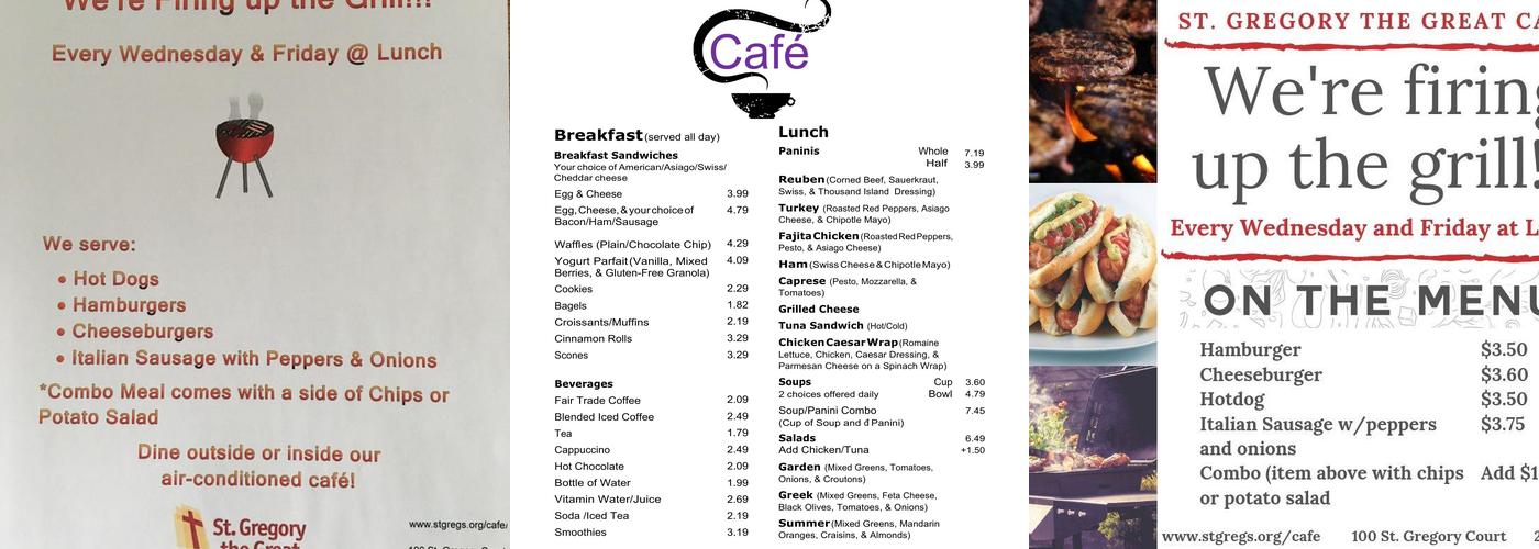 St. Gregory the Great Cafe Menu