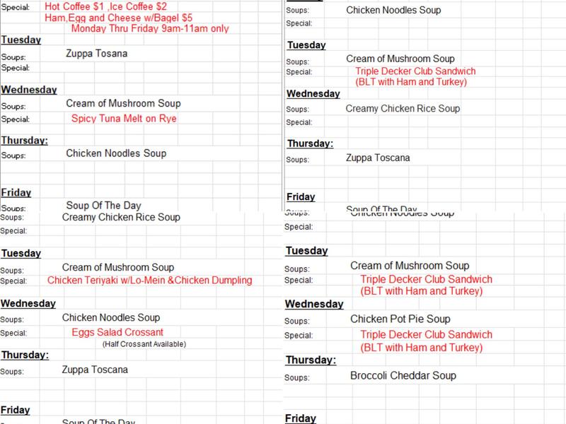 Sunshine Cafe II Menu