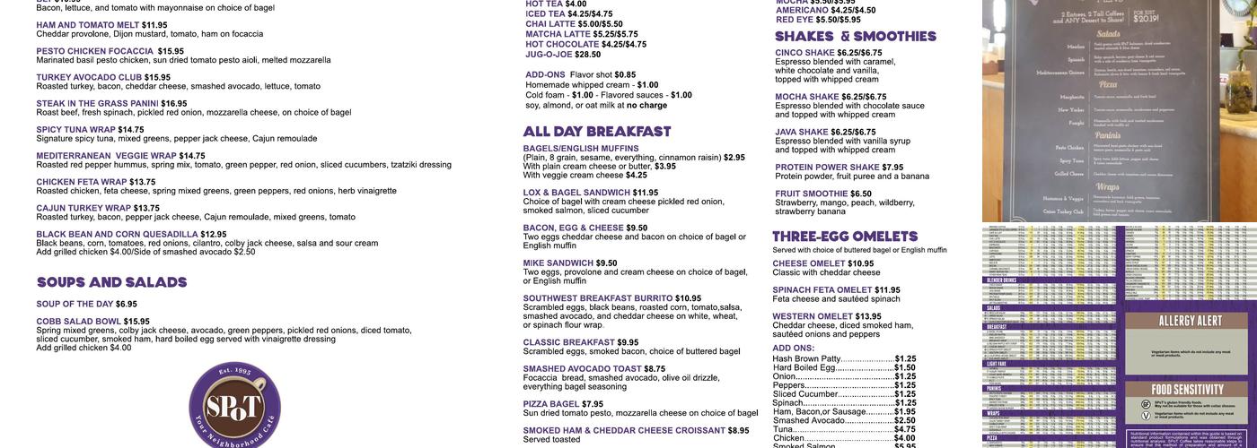 SPoT Coffee Menu