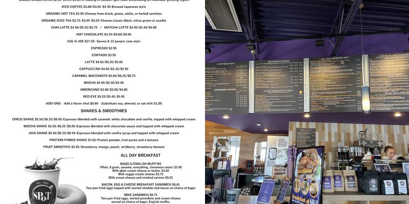 SPoT Coffee Clarence Menu