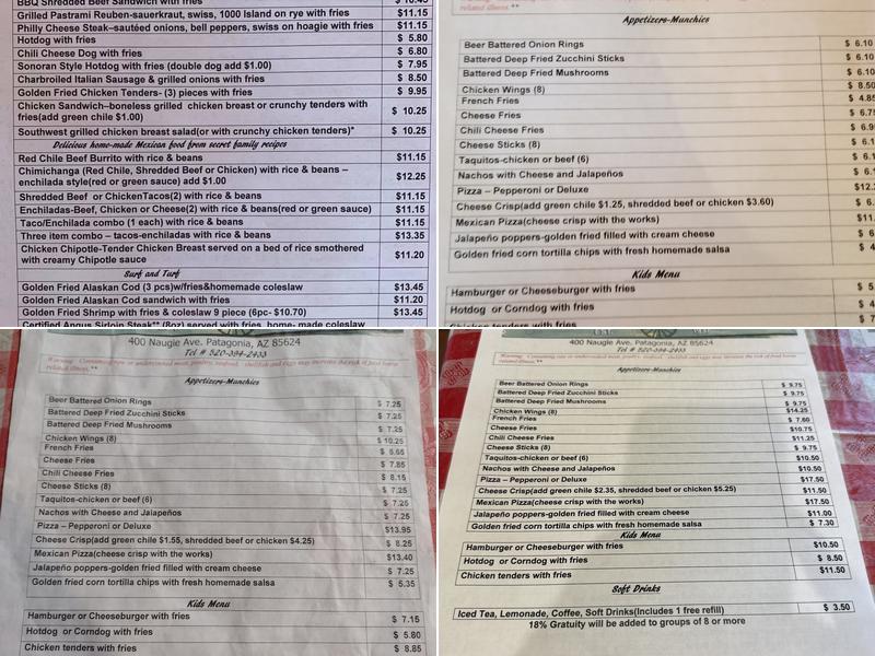 Wagon Wheel Saloon Menu