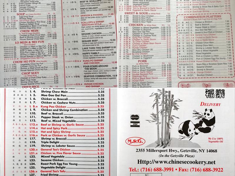 CHINESE COOKERY Menu