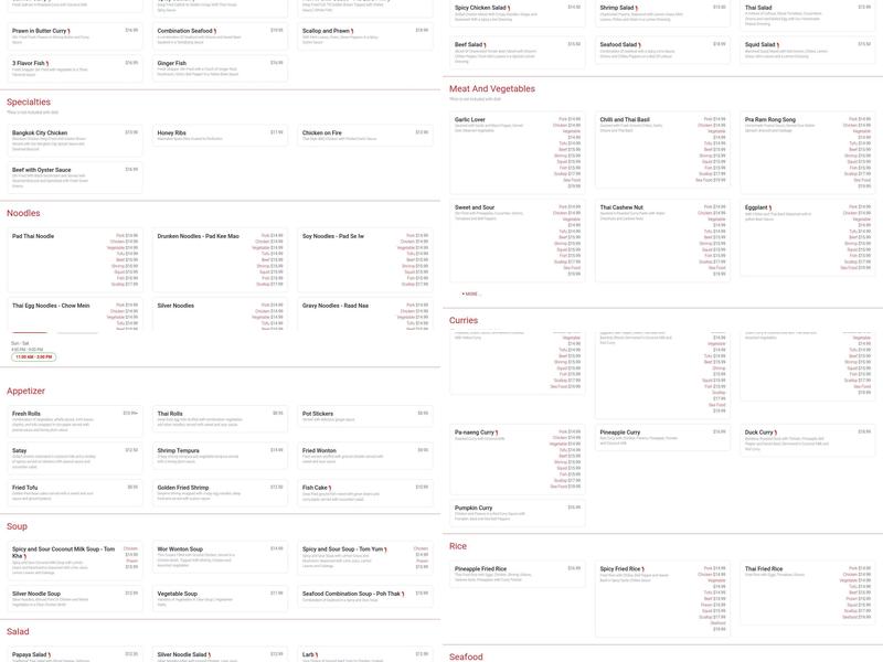Thai Siam Menu