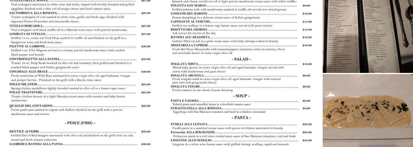 San Marco Menu