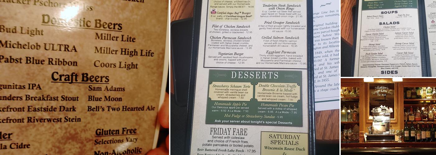 The Range Line Inn Menu