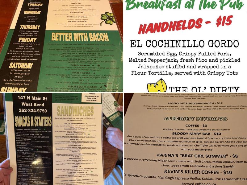 Brazen Head Pub Menu