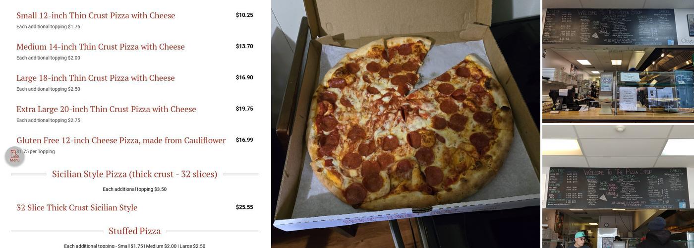 The Pizza Stop Menu