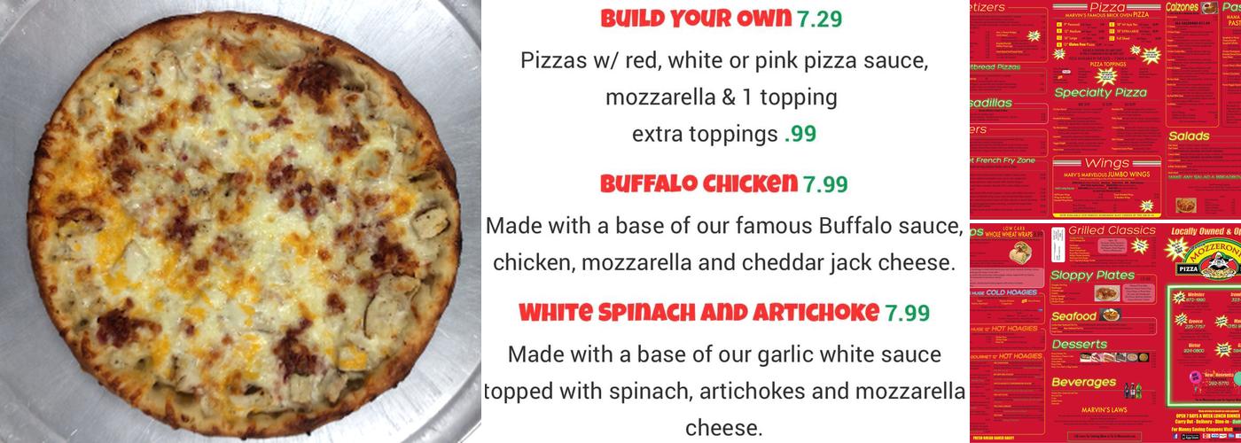 Marvin Mozzeroni's Pizza & Pasta - Takeout, Delivery & Catering Services Menu