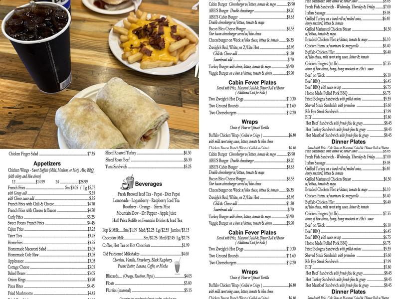 Abe's Restaurant Menu