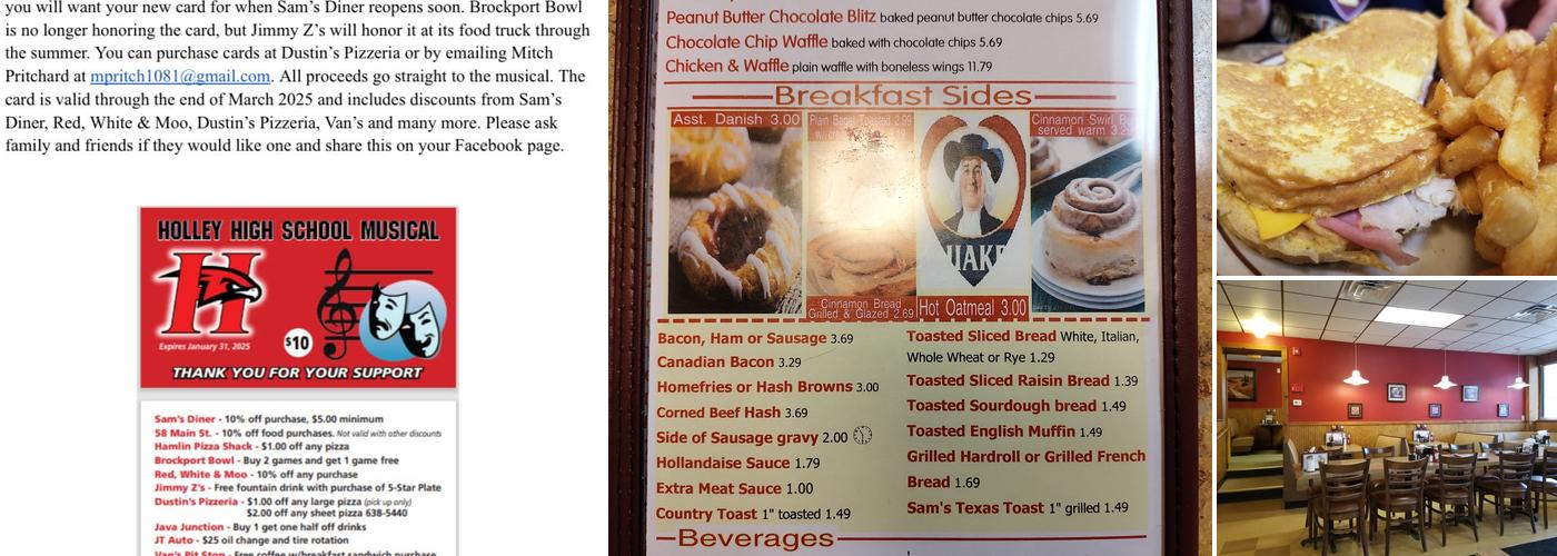 Sam's Diner HOLLEY Menu