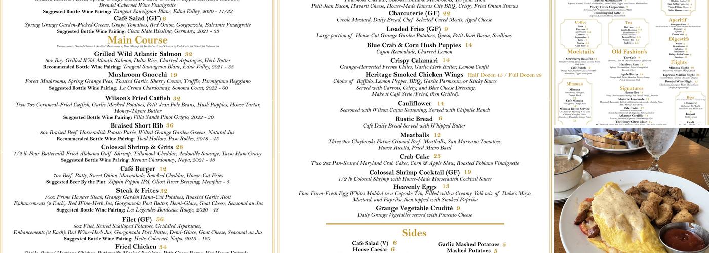 Wilson Cafe Menu
