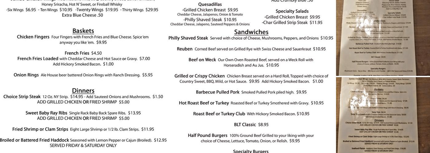 Jake's Menu