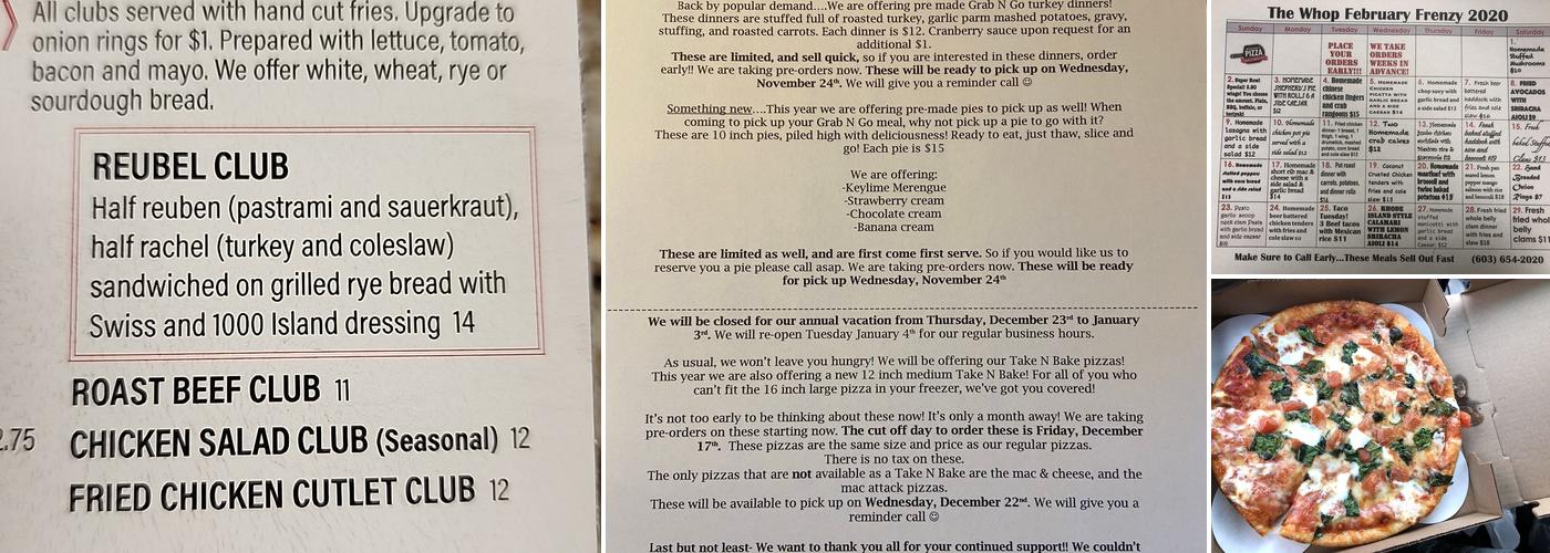 Wilton House of Pizza Menu