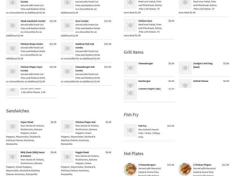West Ridge Hots Menu