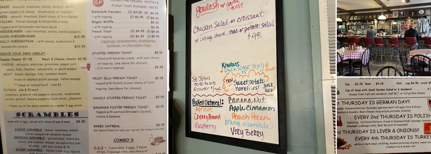 Marie's Family Diner Menu