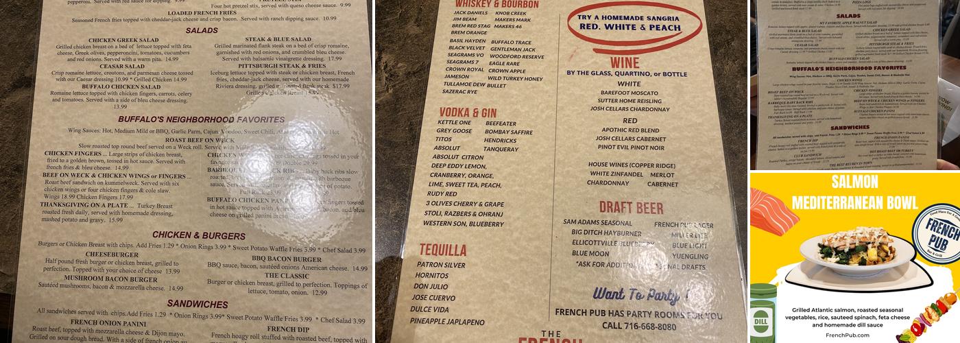 French Pub Menu