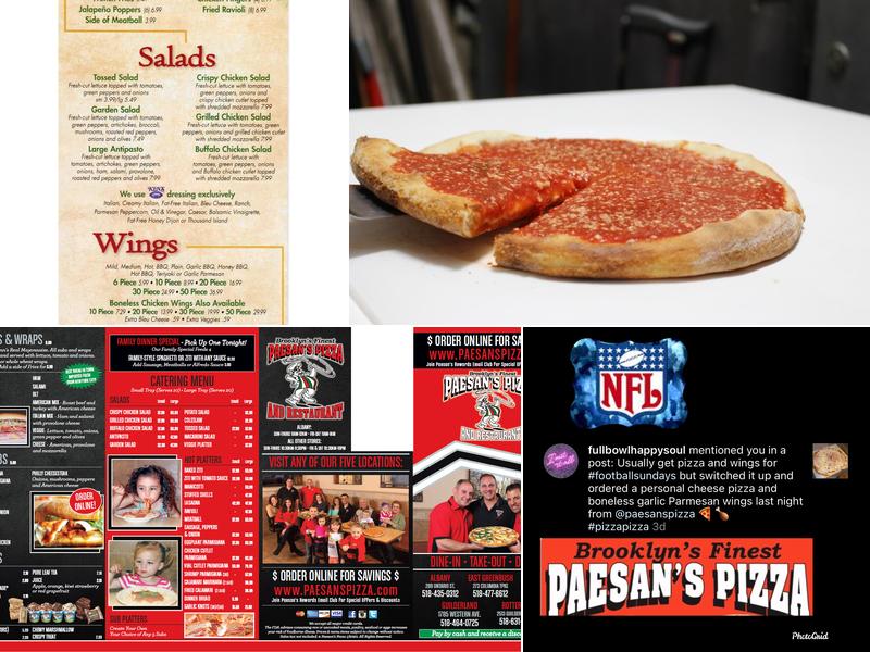 Paesans Pizza and Restaurant Menu