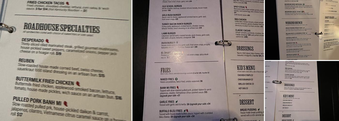 Broderick Roadhouse Menu