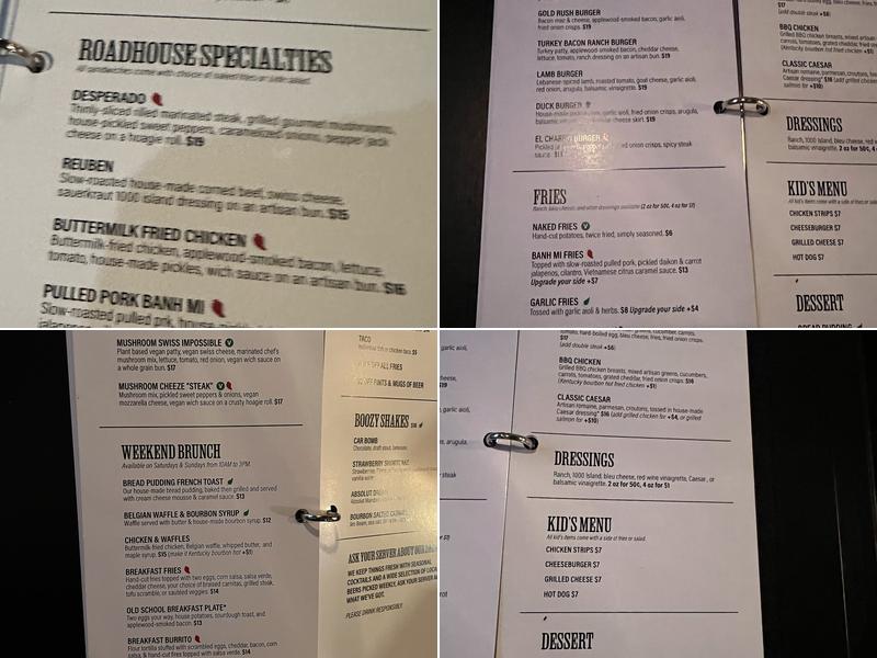 Broderick Roadhouse Menu