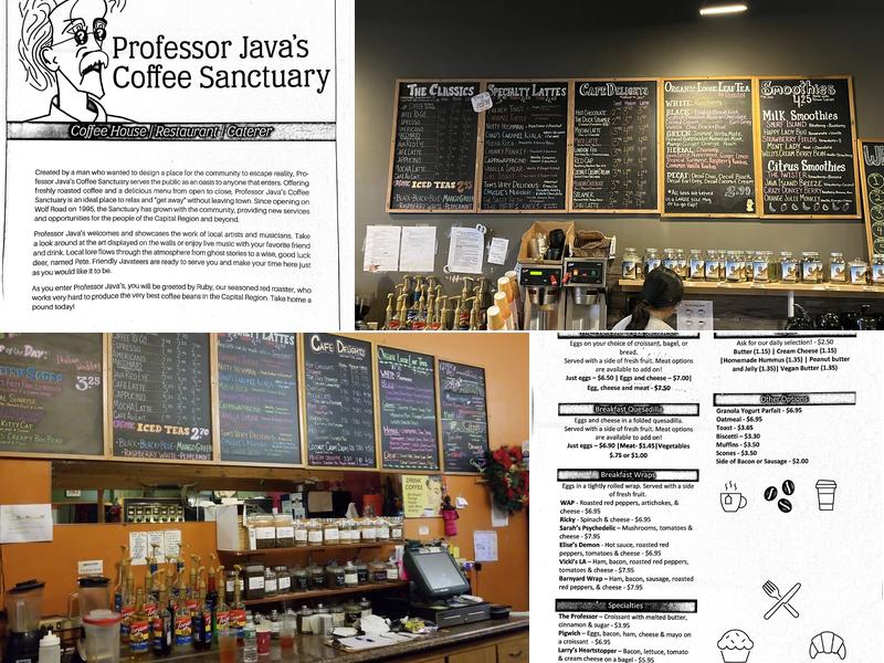 Professor Java's Coffee Sanctuary Menu