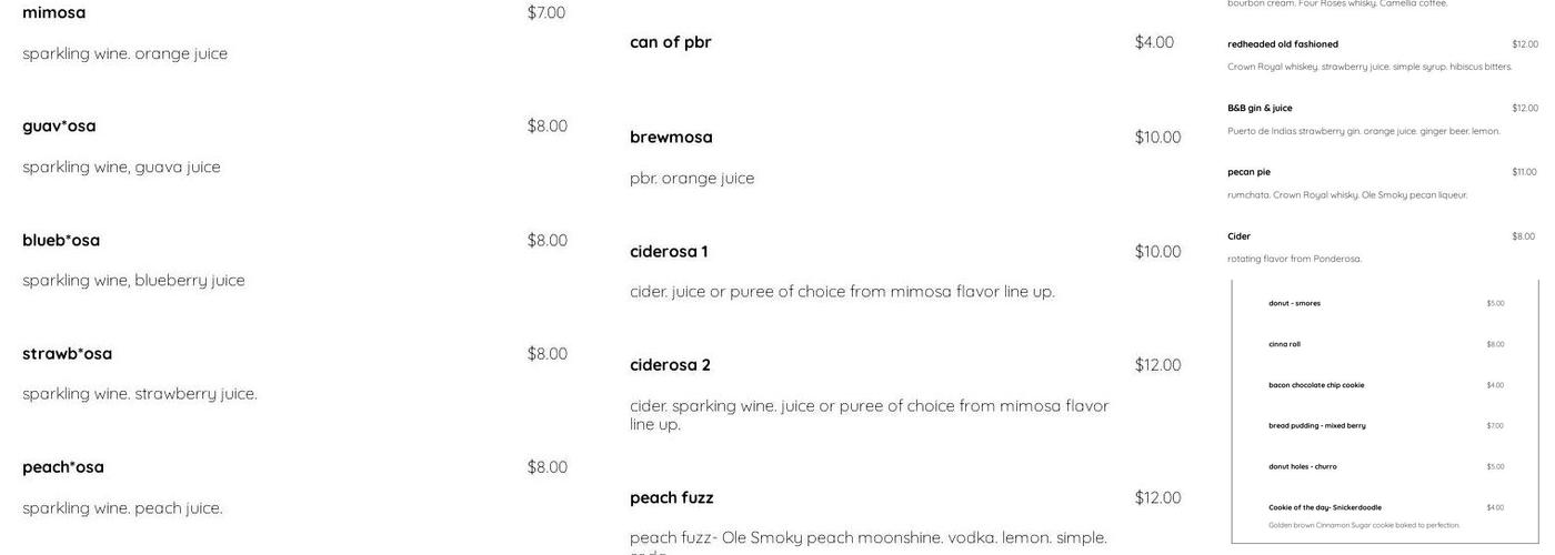 Bacon & Butter Menu