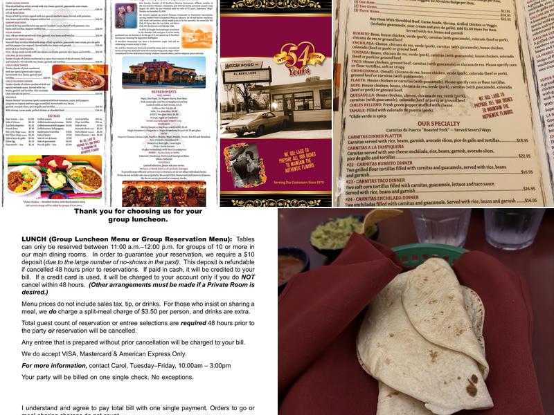 El Novillero Restaurant Menu