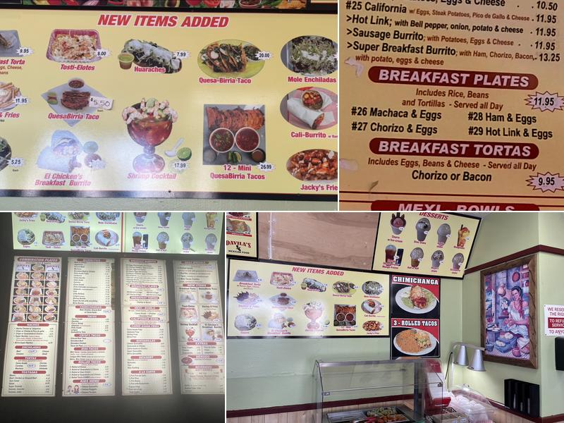 Davila's Mexican Restaurant Menu