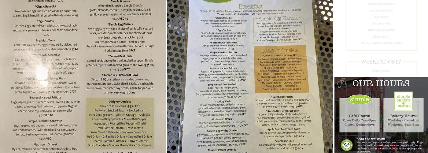 Simple Café Menu