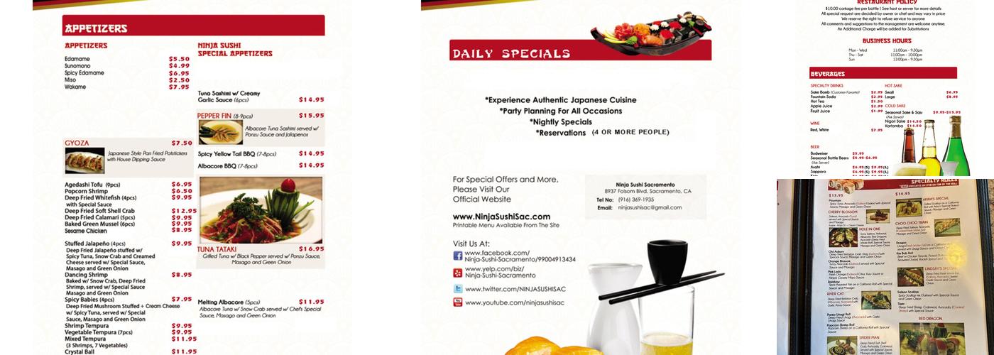 Ninja Sushi Menu