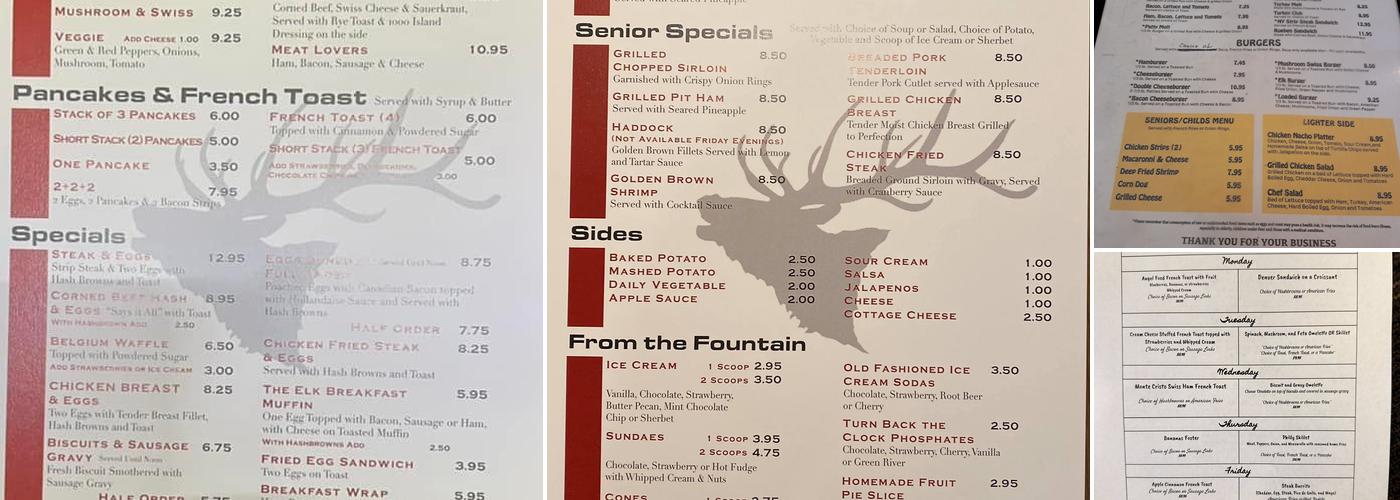 Elk Restaurant Menu