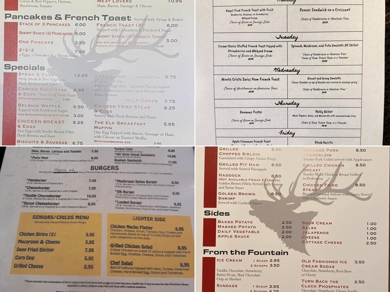 Elk Restaurant Menu
