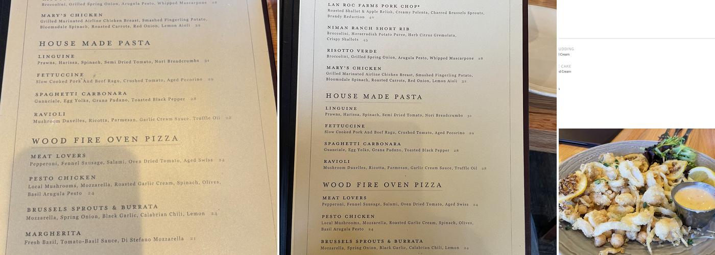 Zinfandel Grille Menu