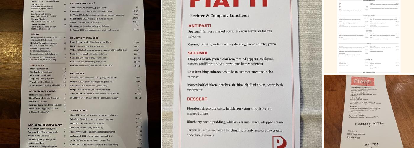 Piatti Menu