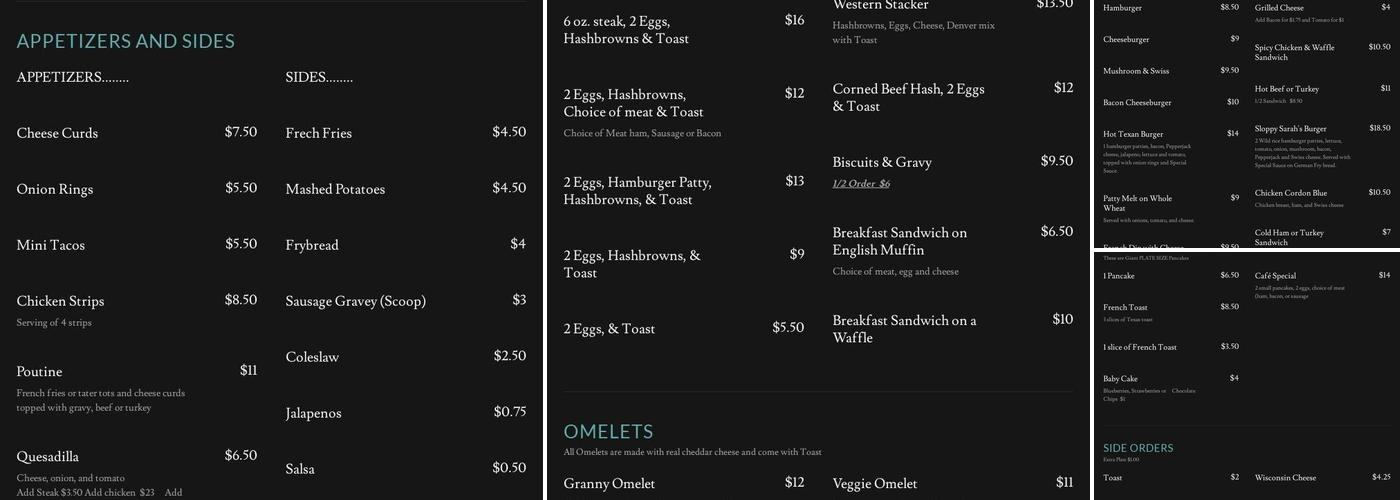 GarysRudeCafe.com Menu