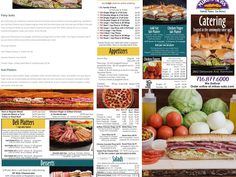 Mike's Subs - Kenmore's Original Menu