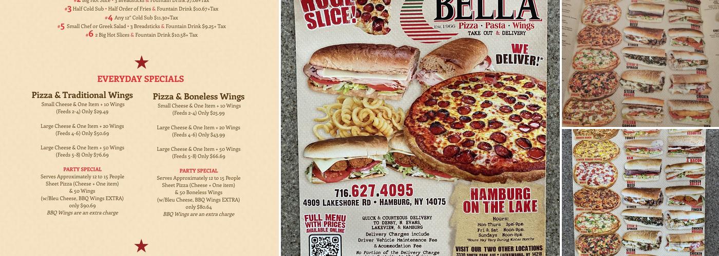 Bella Pizza Menu