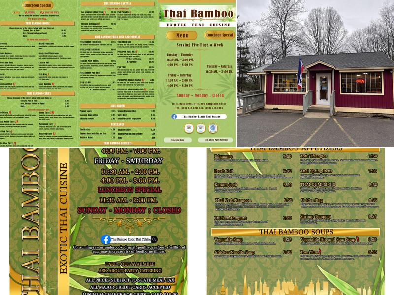 Thai Bamboo Exotic Thai Cuisine Menu