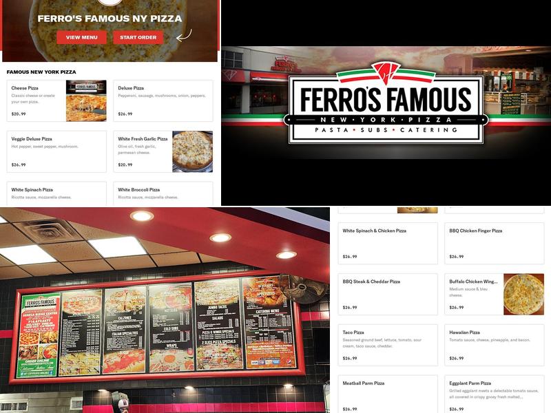 Ferro's Famous Ny Pizza Menu