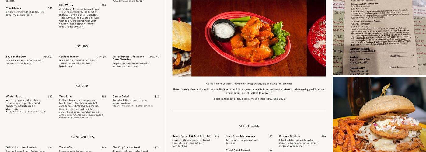 Elm City Brewing Company Menu