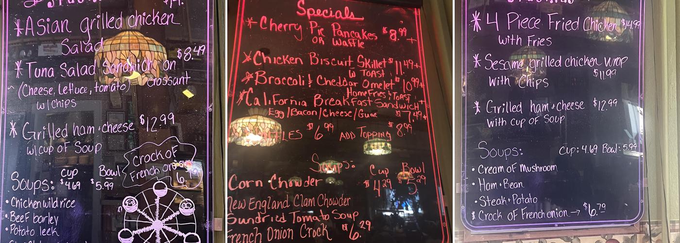 Four Corners Cafe Menu