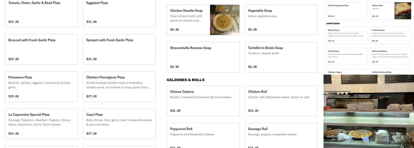 La Capannina Menu