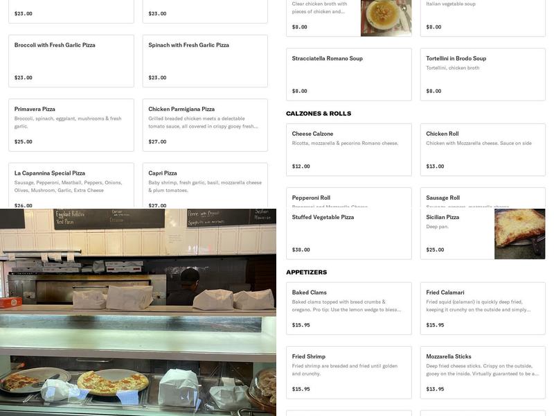 La Capannina Menu