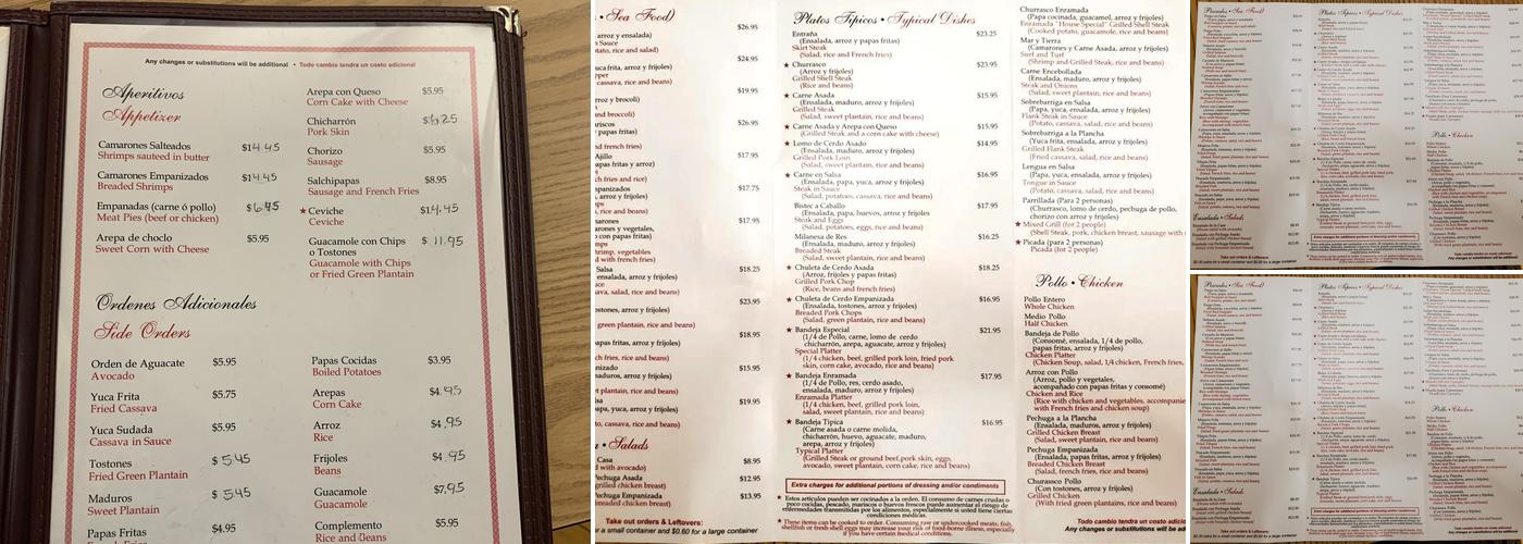 Enramada Menu
