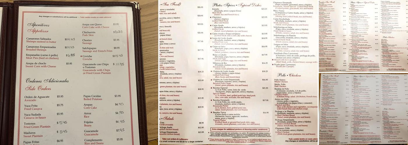 Enramada Menu