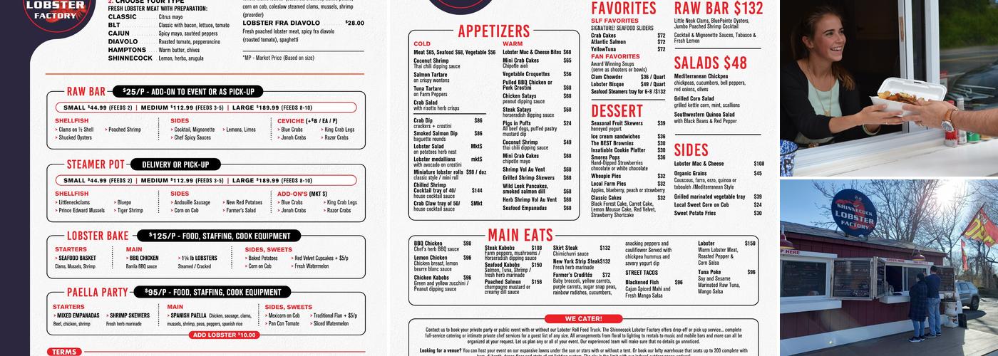 Shinnecock Lobster Factory Menu